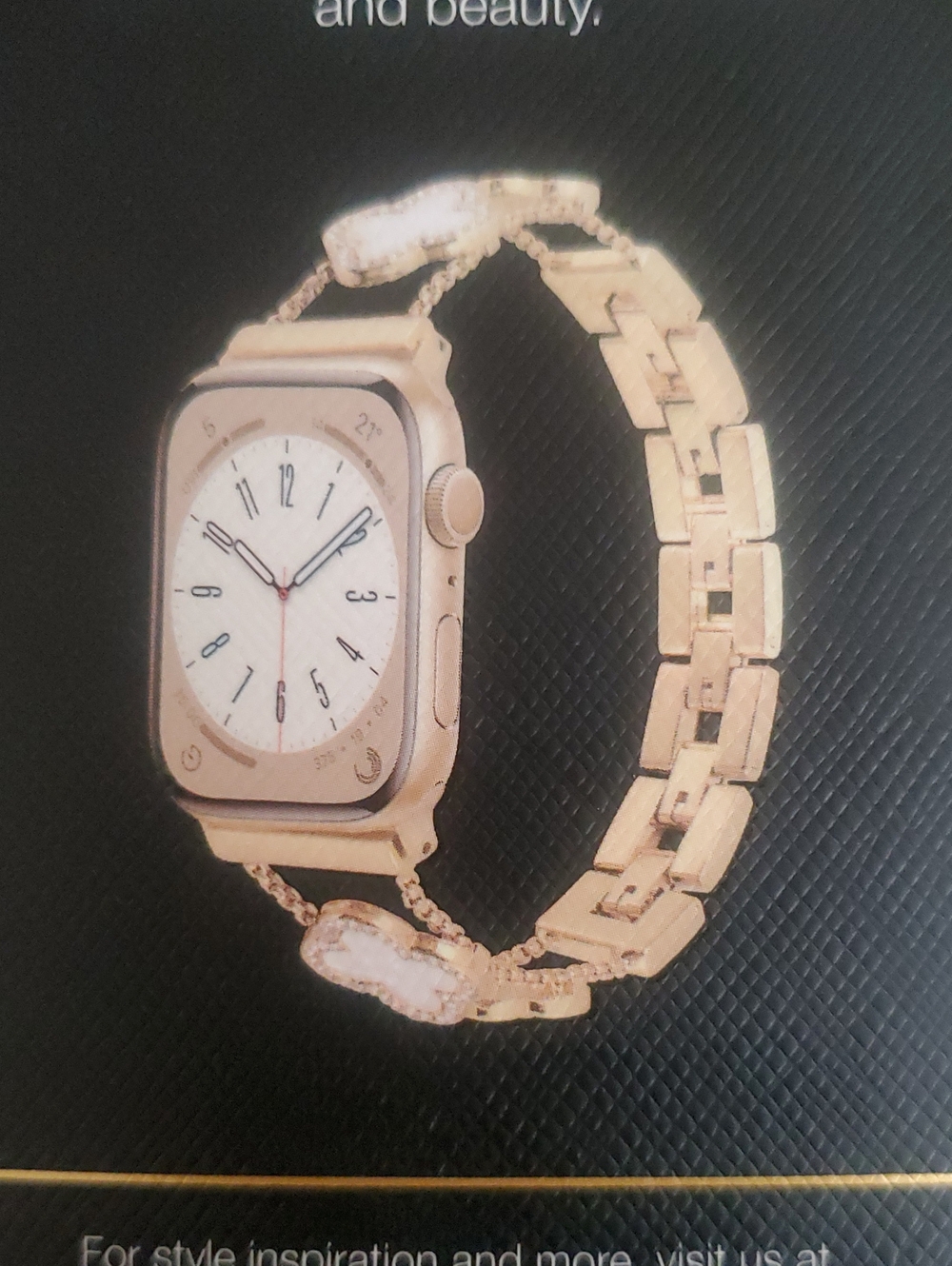 BCBG Gold and White Clover Link Bracelet Apple Watch Band